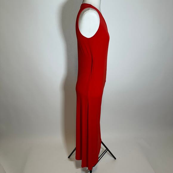 Michael Kors Red Asymmetric Gold Hardware Sleeveless Ruched Dress Womens Large L - Picture 3 of 11